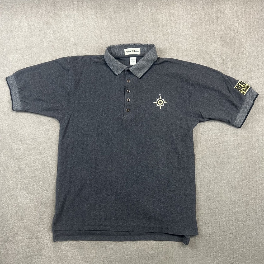 Willow Pointe Size M Mens Gray Herringbone Polo Shirt Compass Men of Mobile